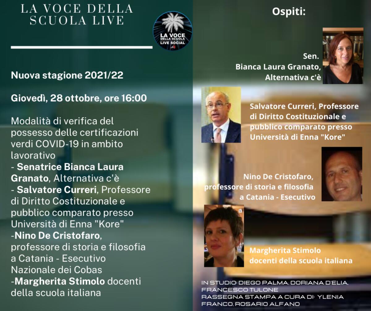La Voce della Scuola LIVE, puntata del 28 ottobre - 