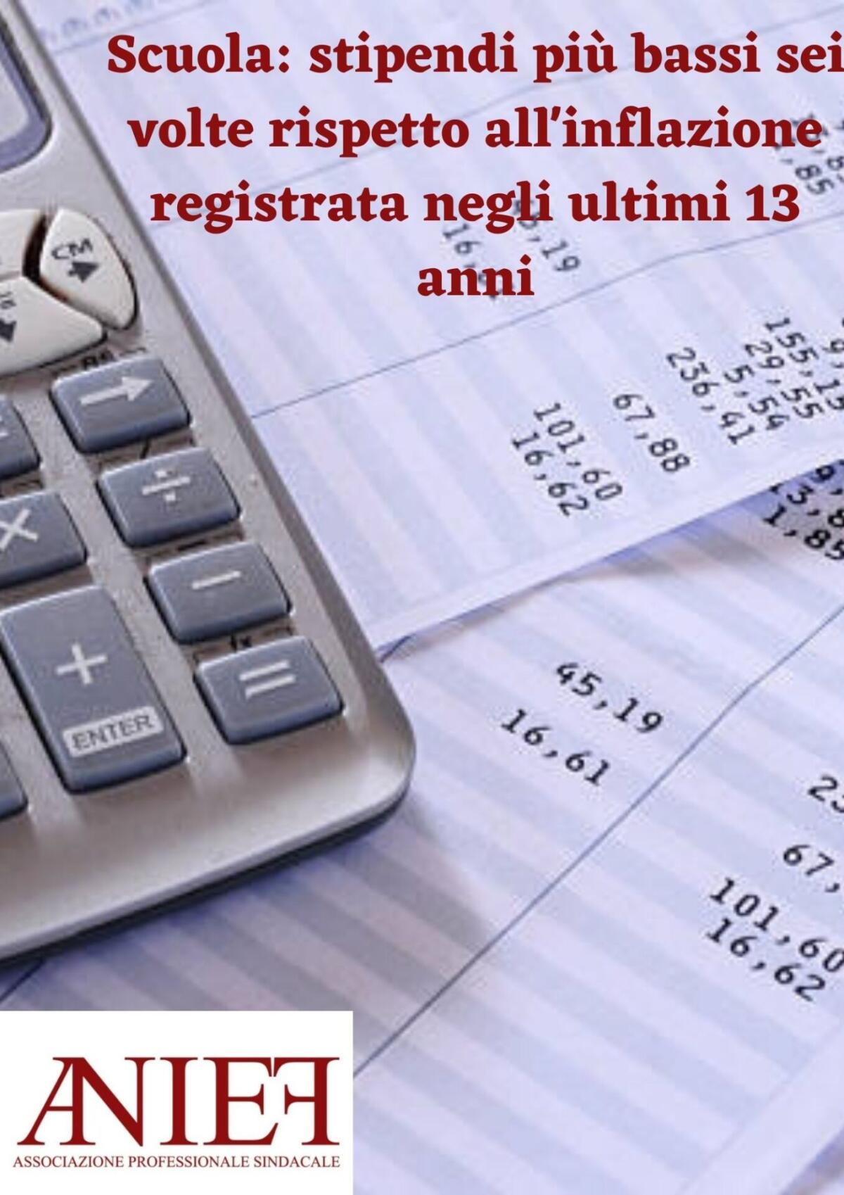 Scuola: stipendi più bassi sei volte rispetto all'inflazione registrata negli ultimi 13 anni - 