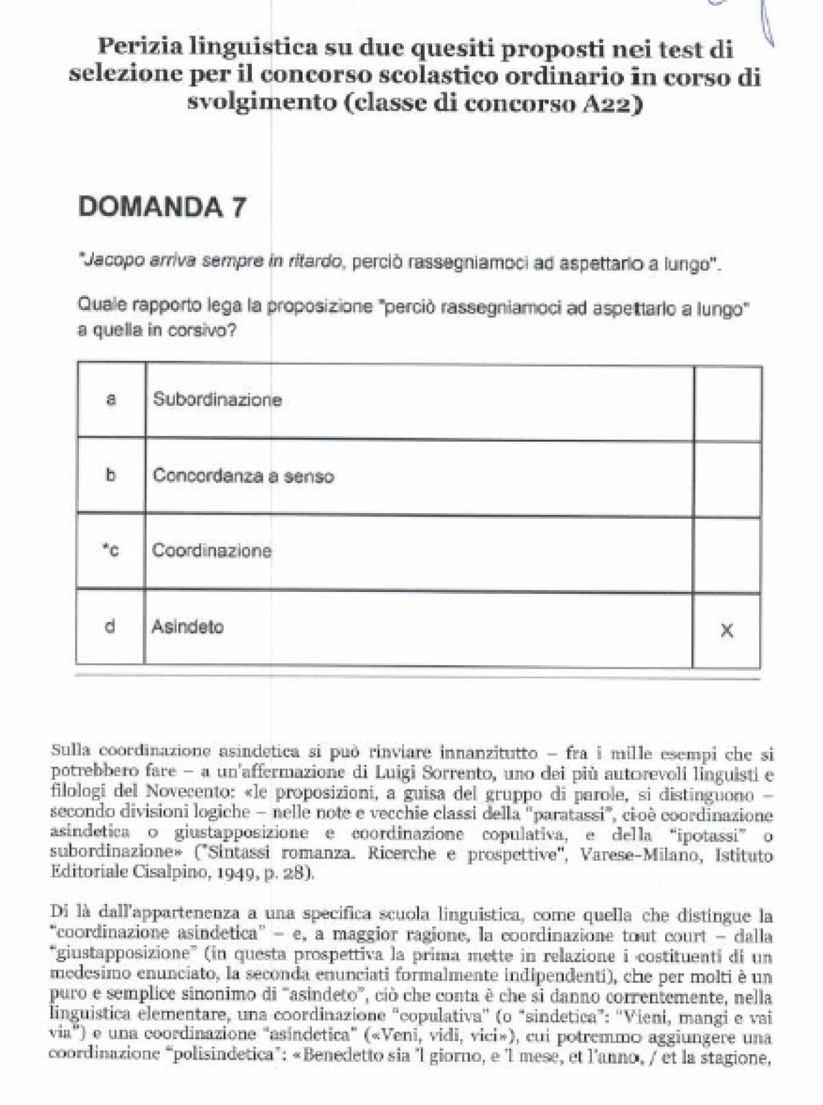 Segnalazione quesiti scorretti per la CDC A022 - 