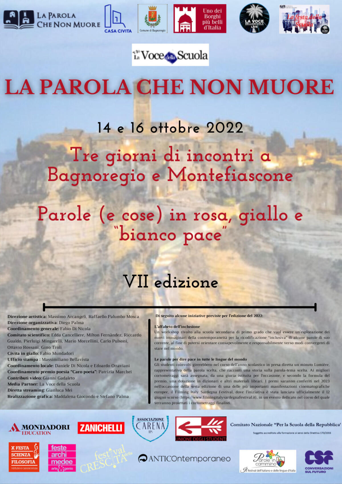 Dal 14 al 16 ottobre 2022 ritorna a Bagnoregio e Montefiascone per la sua settima edizione La parola che non muore -