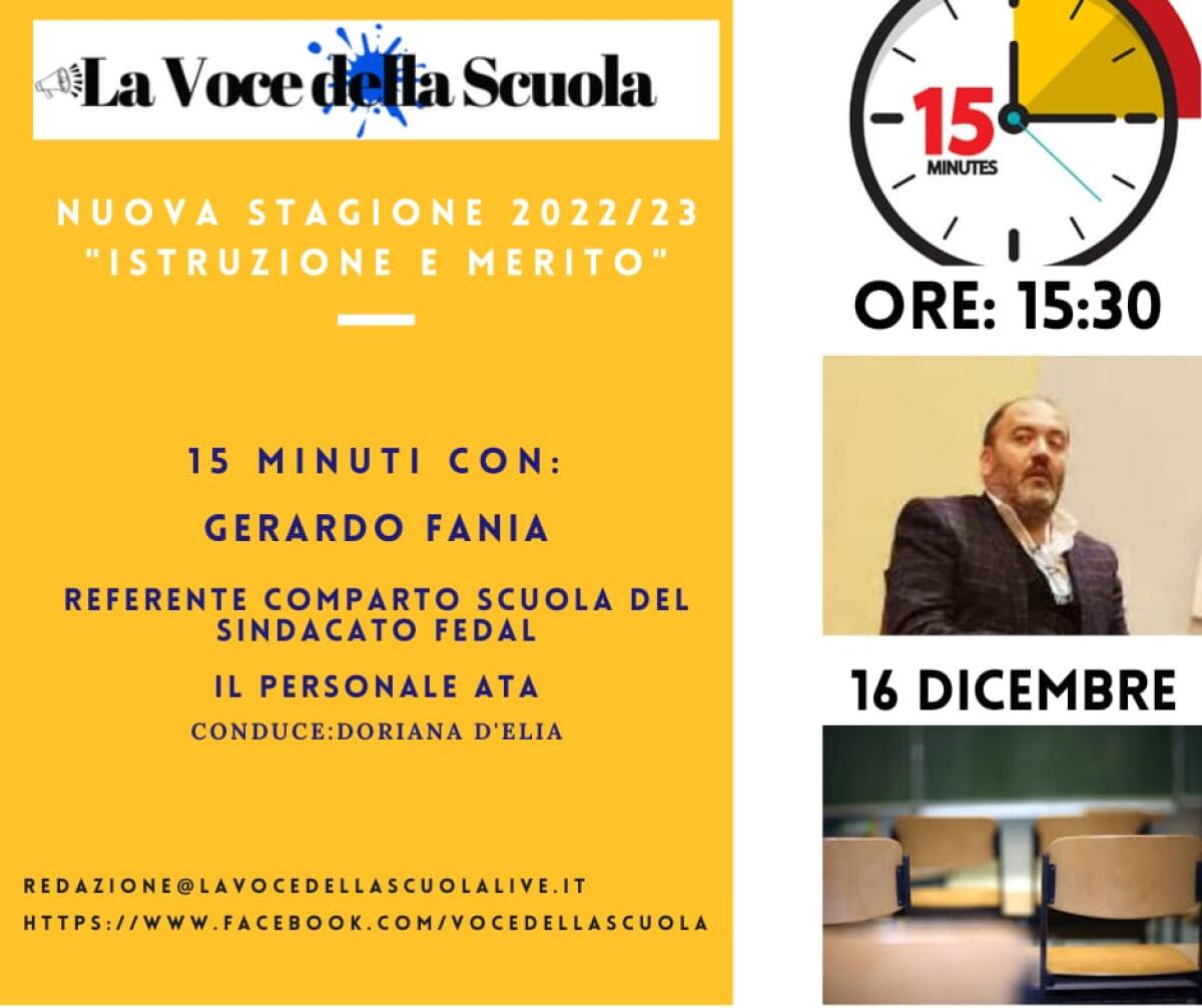 Personale ATA – Gerardo Fania: “La scuola è garantita grazie al personale ATA” -