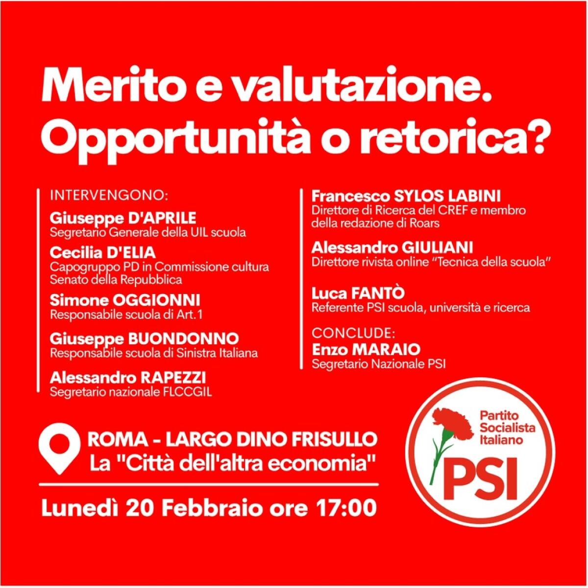 Luca Fantò, Referente nazionale PSI scuola, ricerca e università:  Incontro "Merito e valutazione" - 