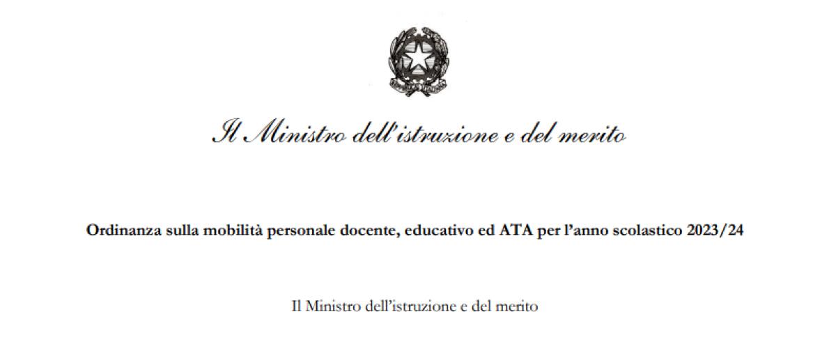 Ordinanza sulla mobilità personale docente, educativo ed ATA per l’anno scolastico 2023/24 - 