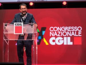 Segretario generale della FLC CGIL, Francesco Sinopoli, al XIX Congresso Cgil, a Rimini, foto di Matteo Ernesto Oi