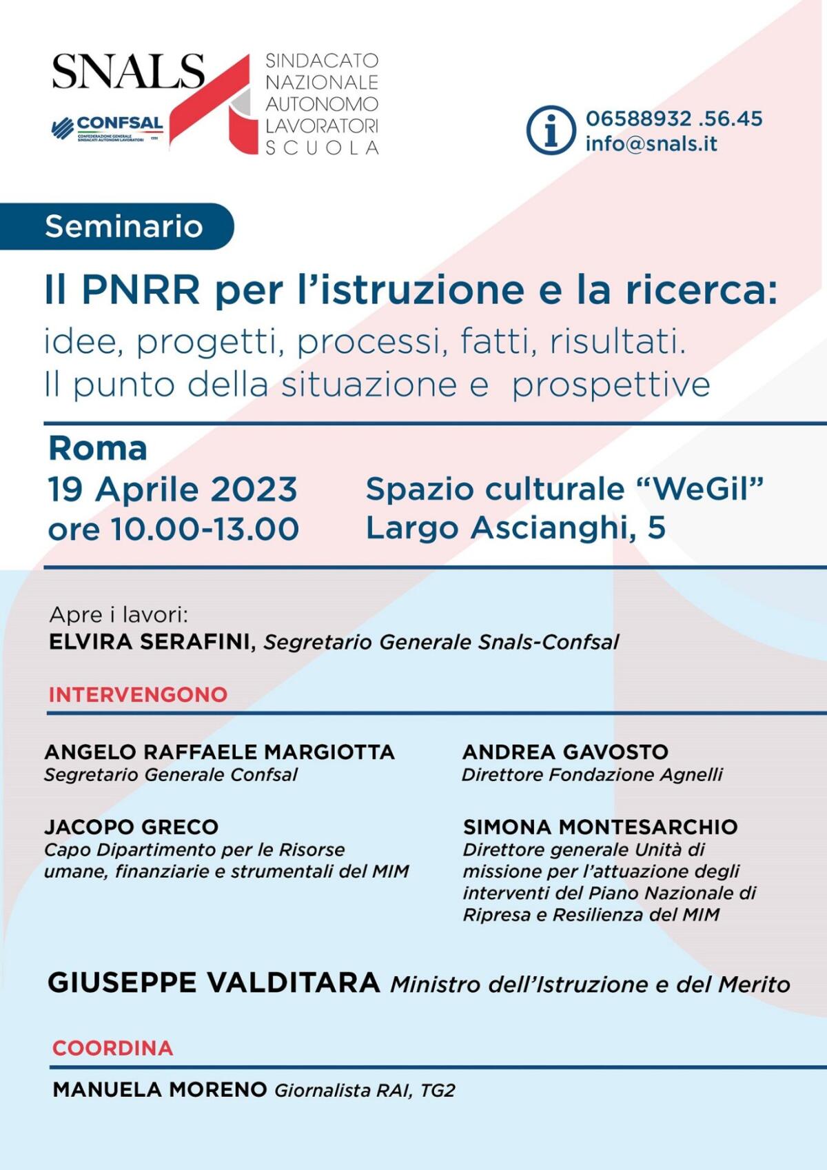 “Il PNRR per l’istruzione e la ricerca: idee, progetti, processi, fatti, risultati.  Il punto della situazione e prospettive” - 