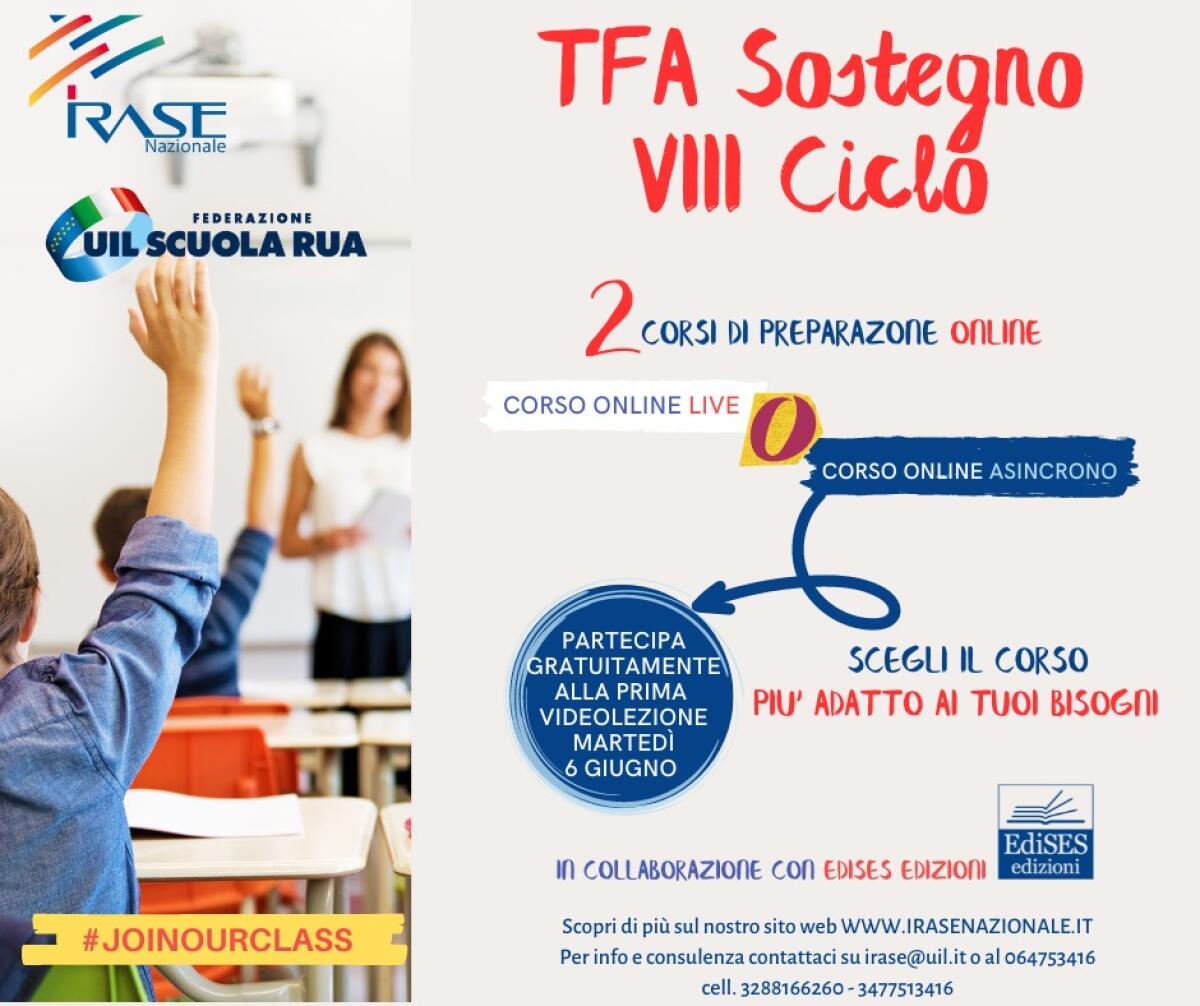Irase Nazionale, corso di preparazione “TFA Sostegno VIII Ciclo” -