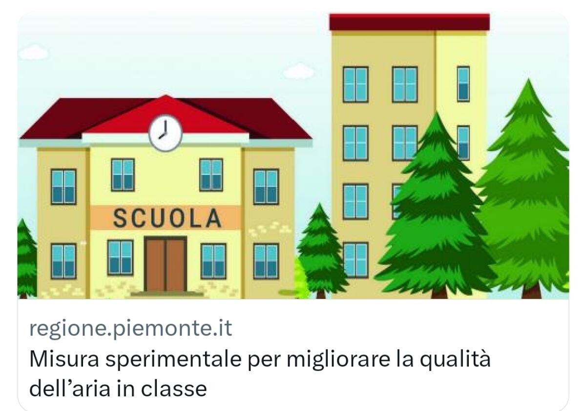 Regione Piemonte: Misura sperimentale per migliorare la qualità dell’aria in classe - 