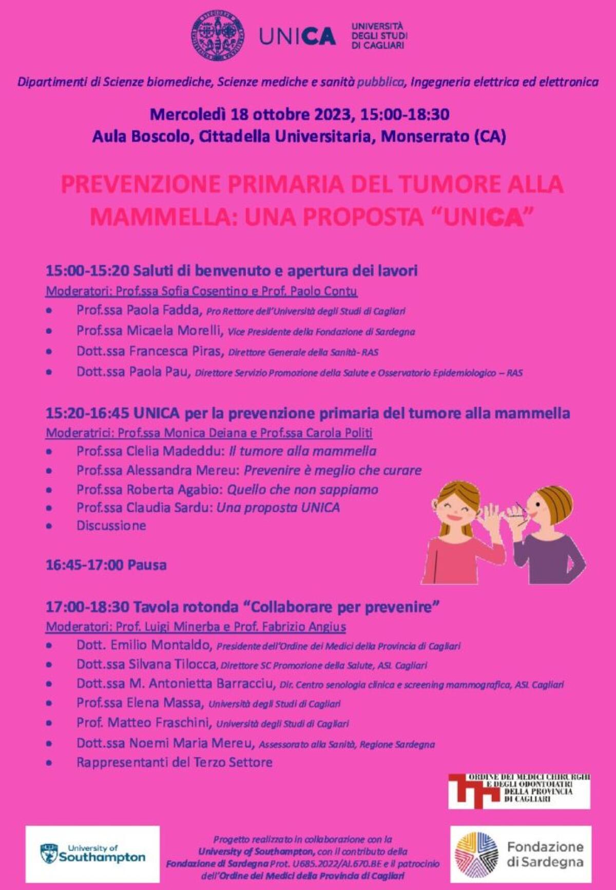 Prevenzione primaria del tumore alla mammella: Una proposta UniCA verrà presentata mercoledì 18 ottobre  - 