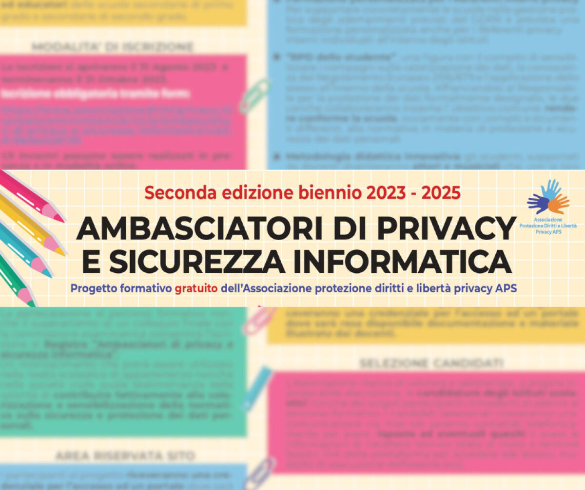 Al via la seconda edizione del progetto “Ambasciatori di privacy e sicurezza informatica” - 