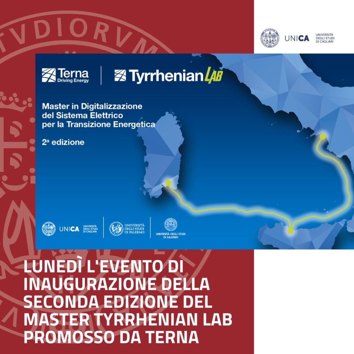 Università degli Studi di Cagliari: lunedì 13 novembre inaugurazione della seconda edizione del Master del Tyrrhenian Lab "Digitalizzazione del Sistema Elettrico per la Transizione Energetica" -