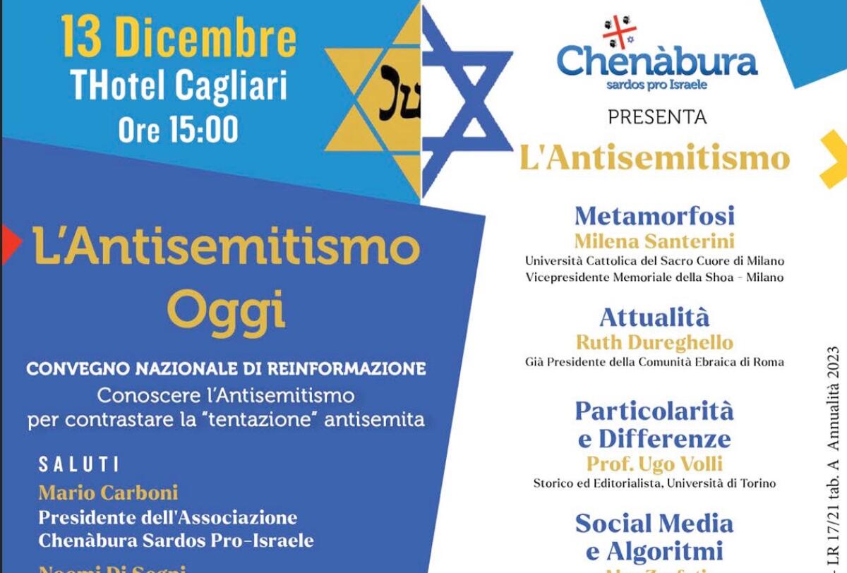 Convegno internazionale a Cagliari: l'antisemitismo oggi in primo piano -