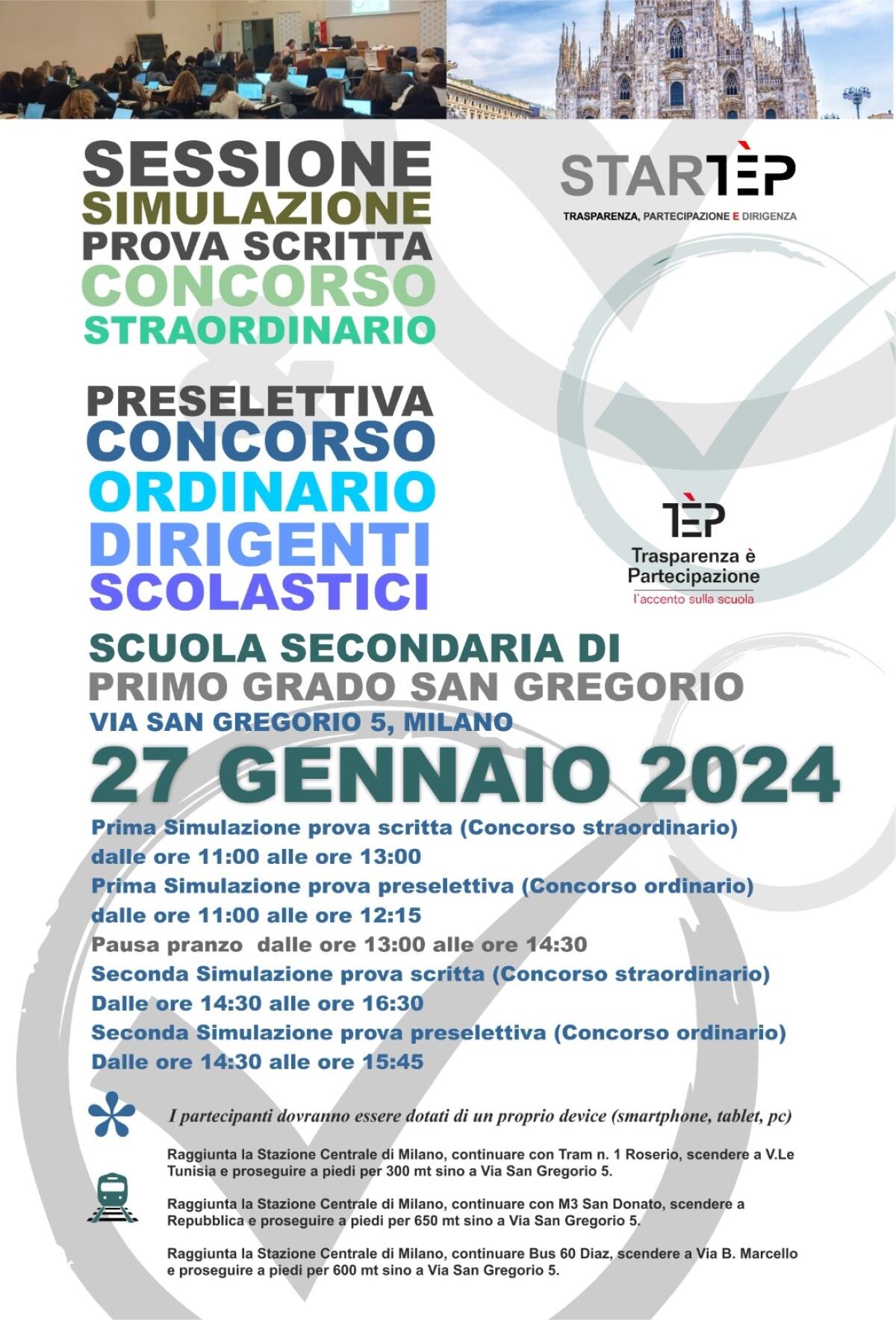 “Evento di Simulazione: preparazione per il Concorso Dirigenti Scolastici con StarTèP- MILANO 27 gennaio 2024” -