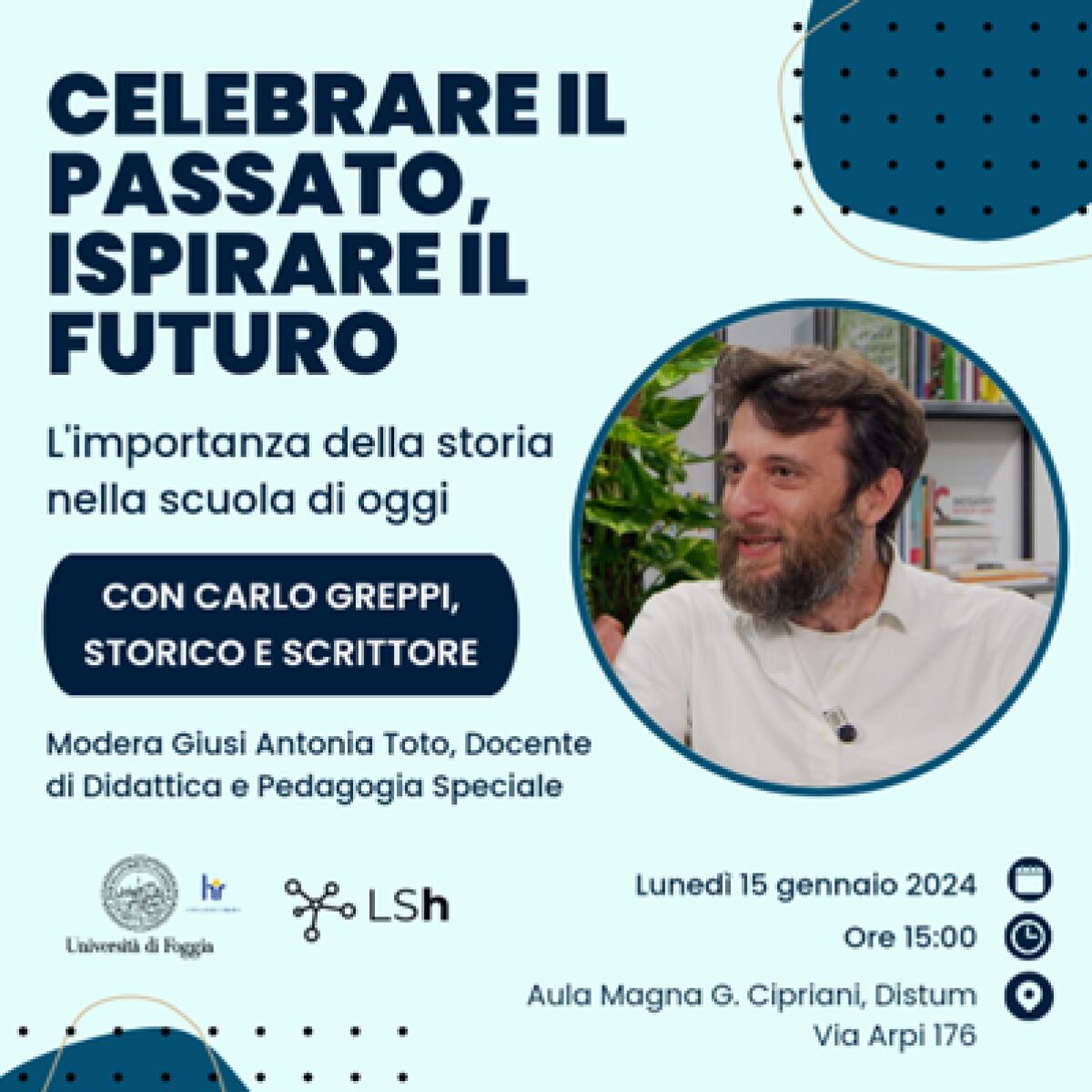 Carlo Greppi a Unifg con il suo libro "L'Uomo di poche parole" -