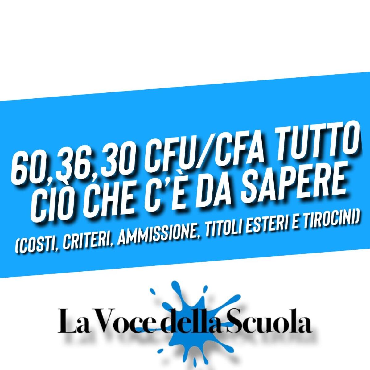 60,36,30 CFU/CFA ;tutto ciò che c’è da sapere (costi, criteri, ammissione, titoli esteri e tirocini) - 