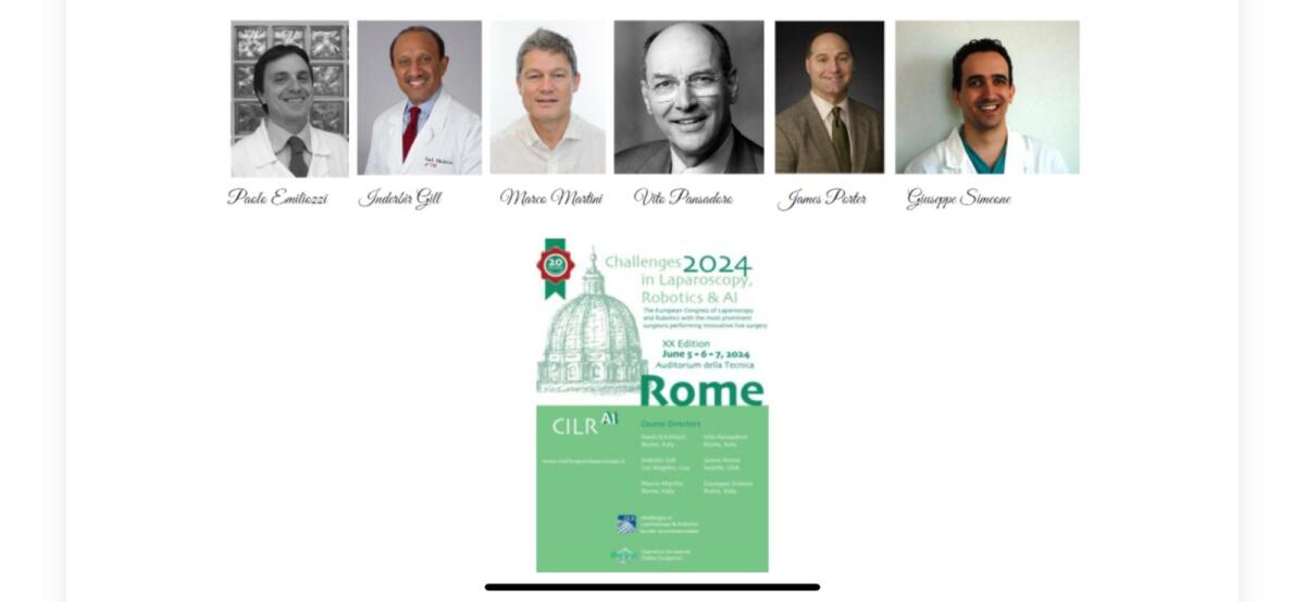 Successo a Roma per il congresso internazionale di chirurgia urologica dal vivo, "Challenges in Laparoscopy and Robotics" -