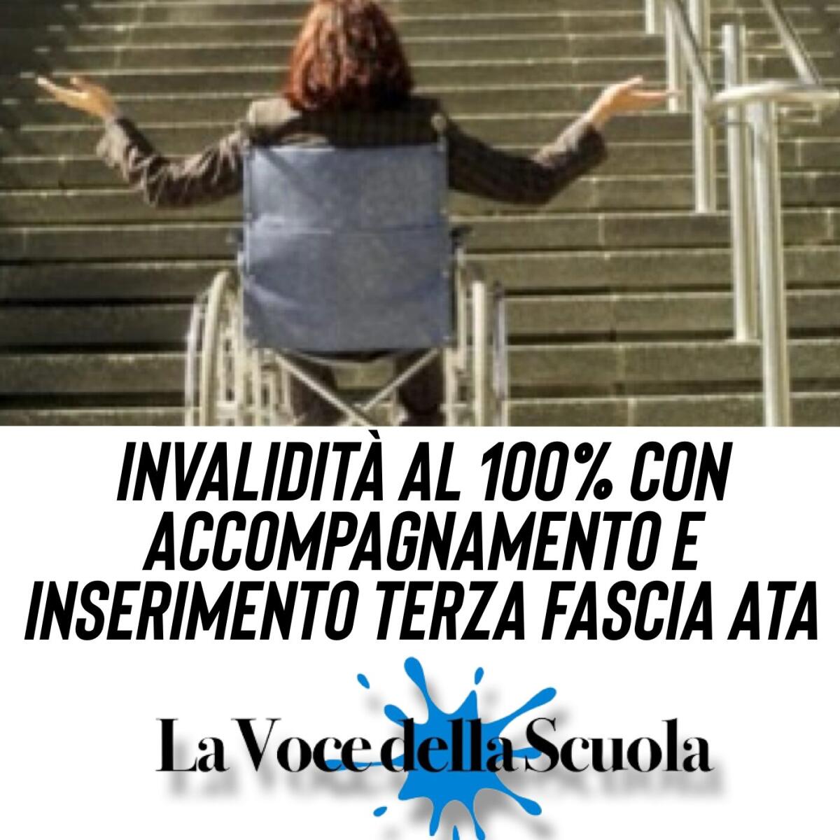 Invalidità al 100% con accompagnamento e inserimento Terza Fascia ATA -