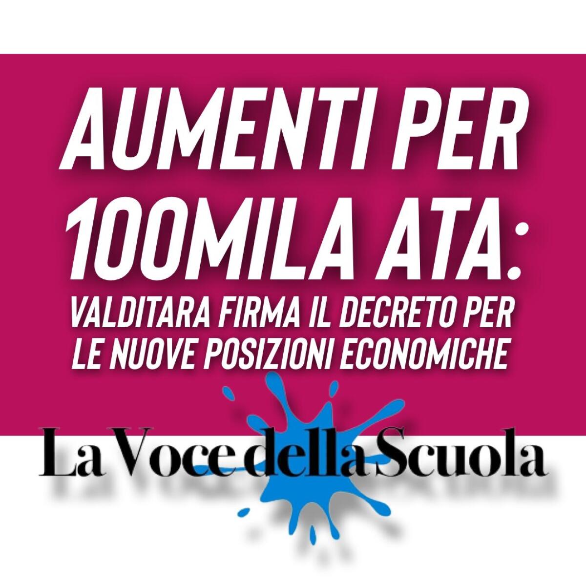 Aumenti per 100mila Ata: Valditara firma il decreto per le nuove posizioni economiche -