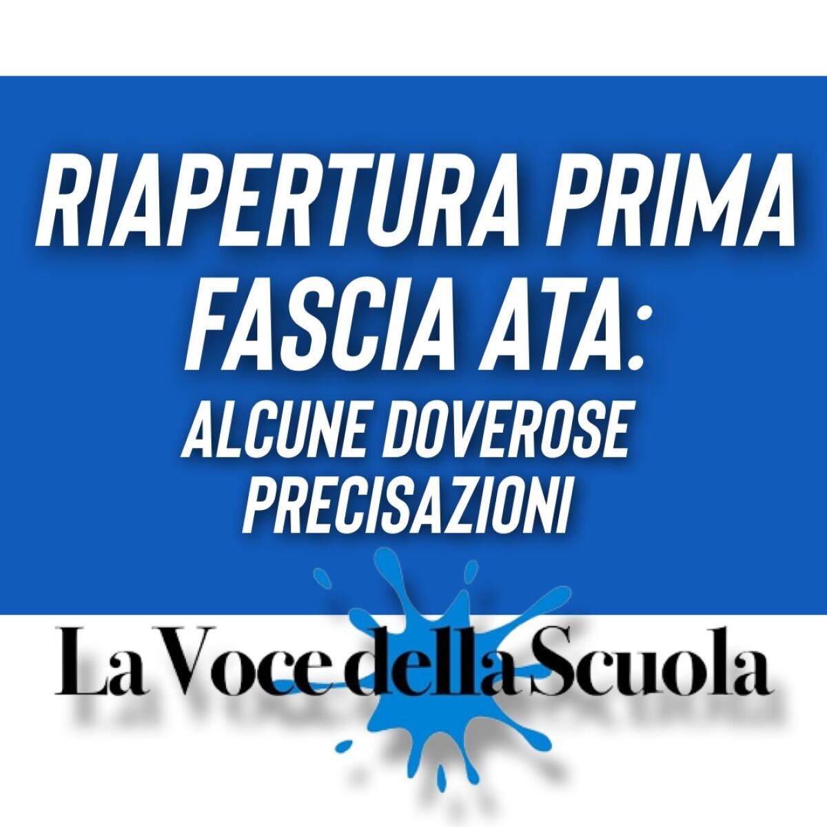 Riapertura Prima Fascia ATA: alcune doverose precisazioni -