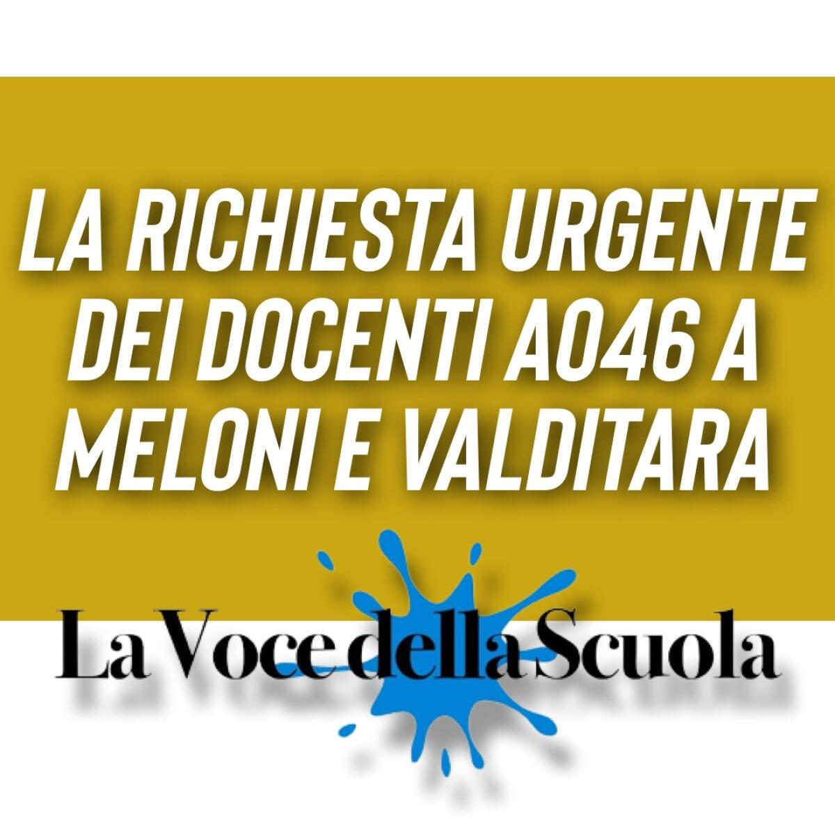 La Richiesta urgente dei Docenti A046 a Meloni e Valditara - 