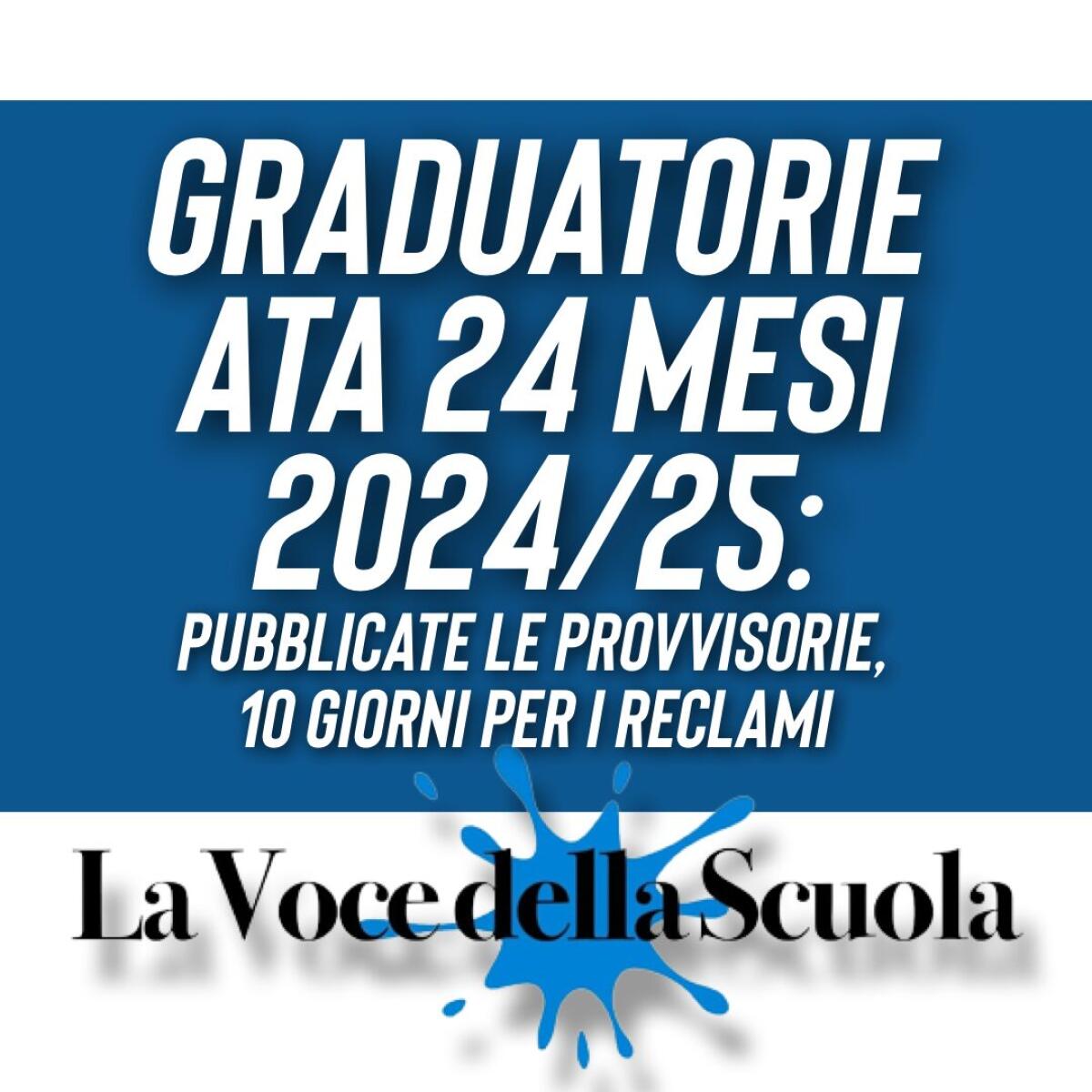 Graduatorie ATA 24 Mesi 2024/25: Pubblicate le provvisorie, 10 giorni per i reclami -