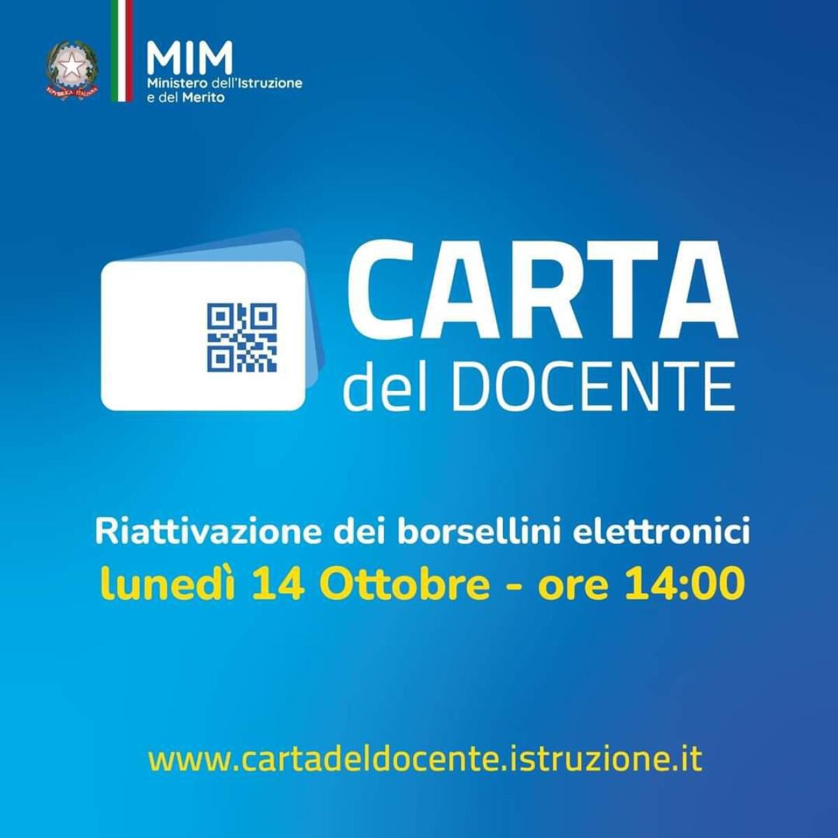 Riattivazione Carta del Docente lunedi 14 ottobre -