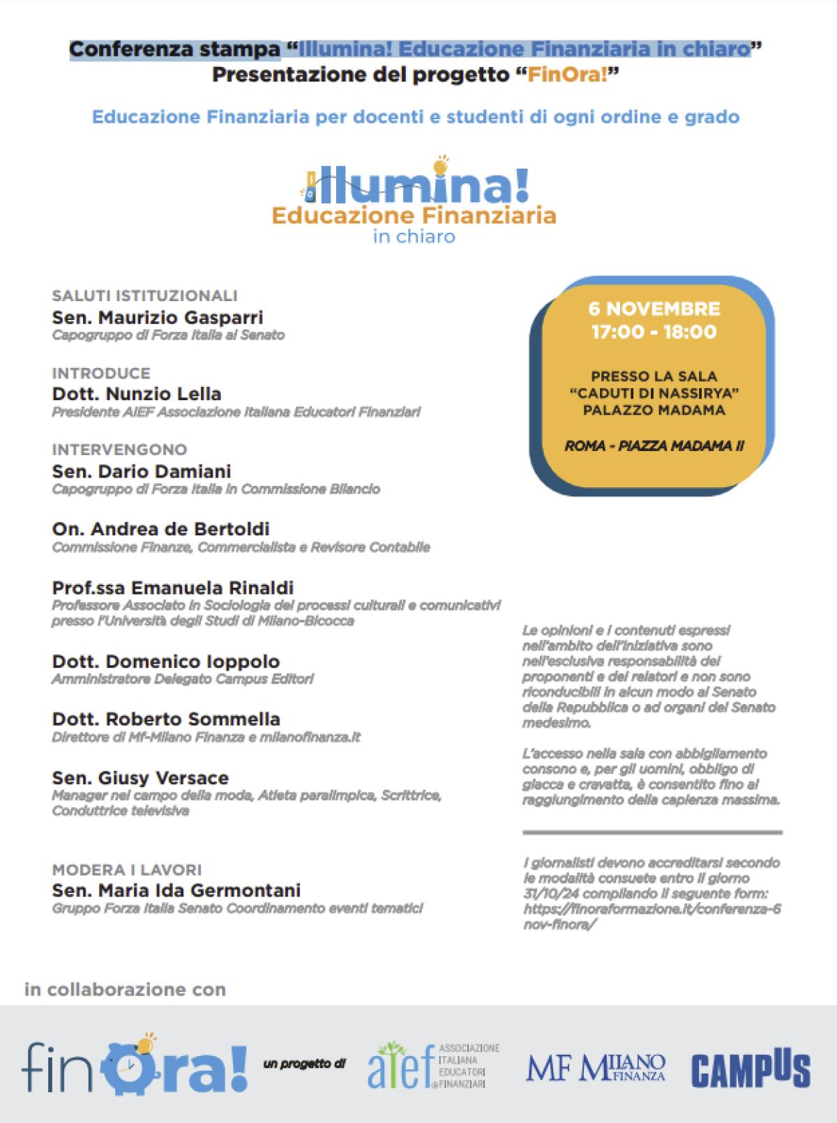 Conferenza stampa “Illumina! Educazione Finanziaria in chiaro" -