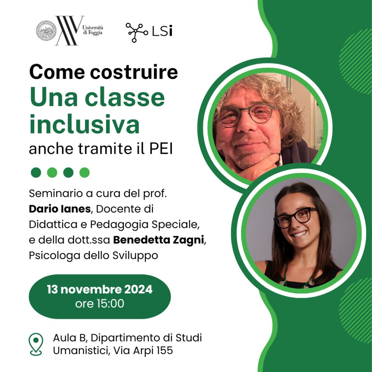 Il prof. Dario Ianes e la dott.ssa Benedetta Zagni tornano a Foggia con il seminario “Come costruire una classe inclusiva anche tramite il PEI” - 