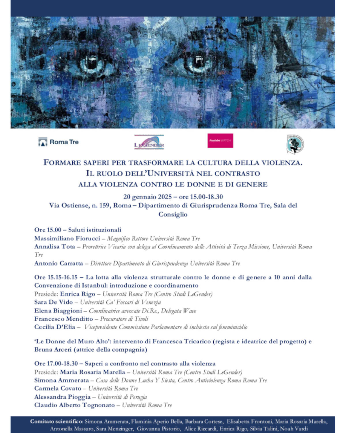 20 gennaio "Formare saperi per trasformare la cultura della violenza" LeGender del Dipartimento di Giurisprudenza di Roma Tre - 