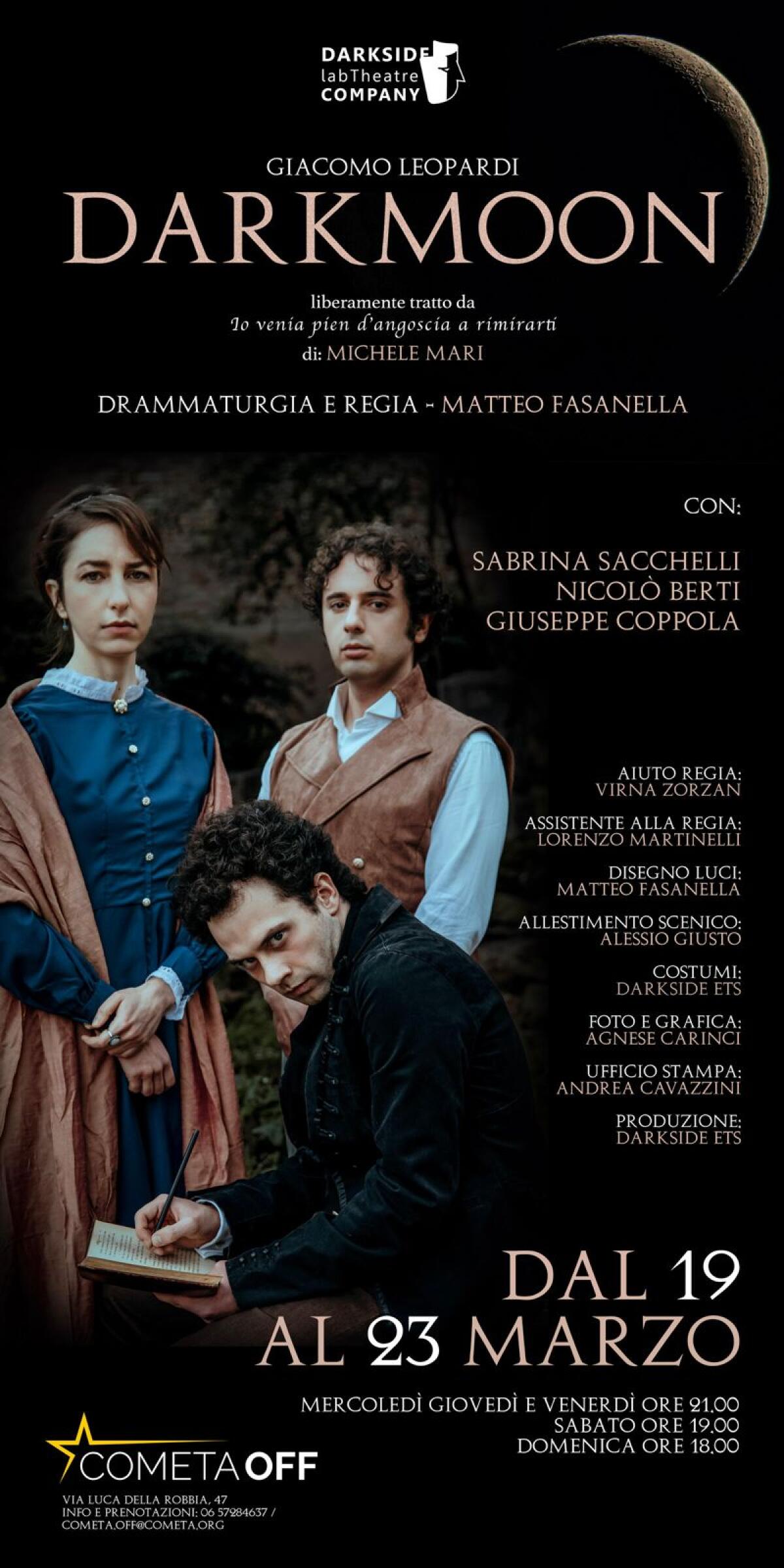 Darkmoon: il lato oscuro di Giacomo Leopardi al Cometa Off -