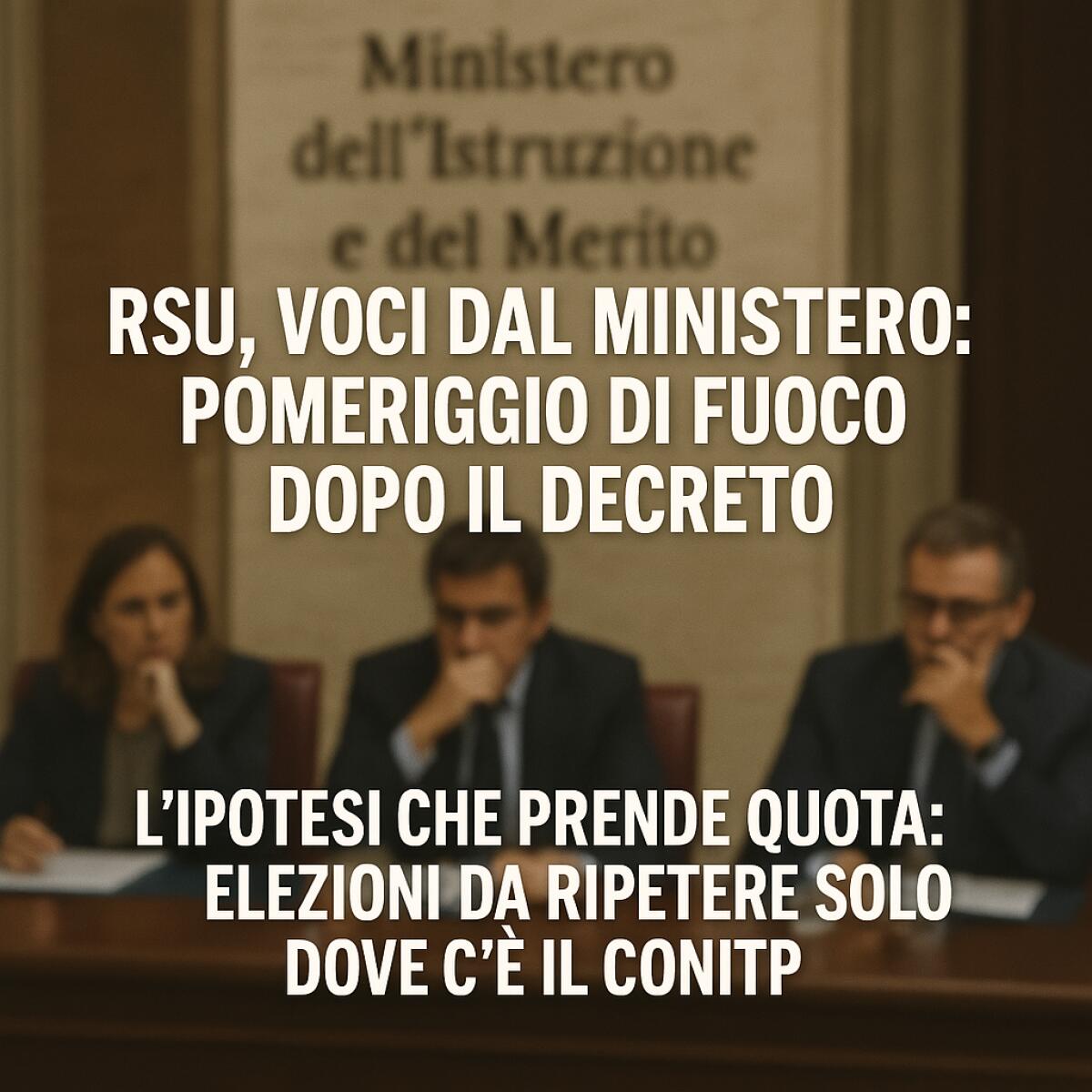 RSU, voci dal Ministero: pomeriggio di fuoco dopo il decreto. L’ipotesi che prende quota: elezioni da ripetere solo dove c’è il CONITP - 