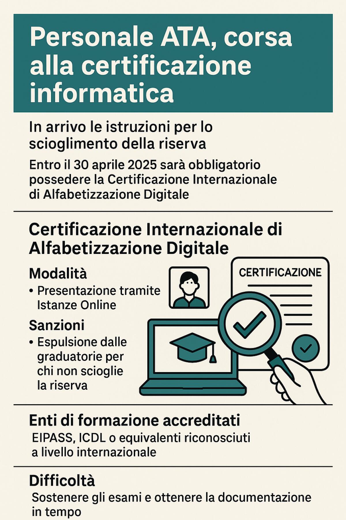 Personale ATA, e' corsa alla certificazione informatica: entro il 30 aprile lo scioglimento della riserva - 