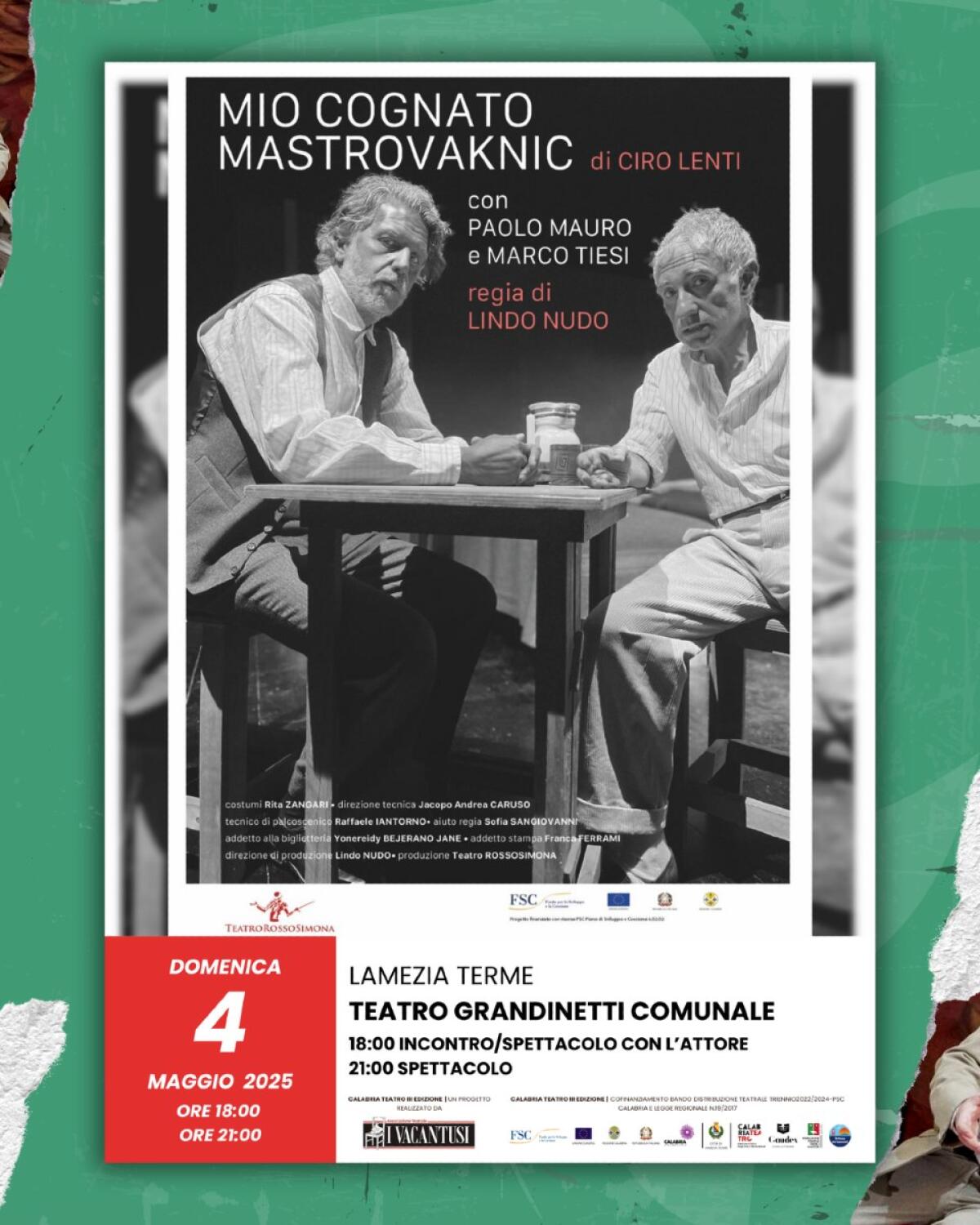 Domenica lo spettacolo “Mio cognato Mastrovaknic” -