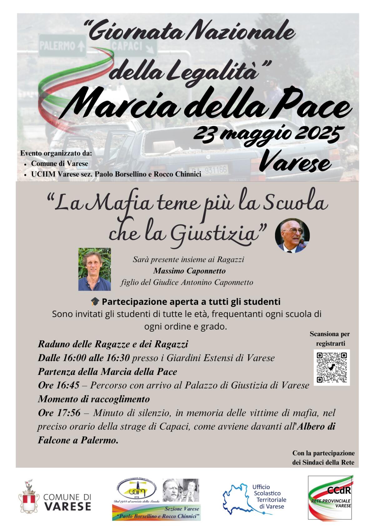 Varese, 23 maggio 2025: la prima marcia della pace in memoria di Falcone e Borsellino -