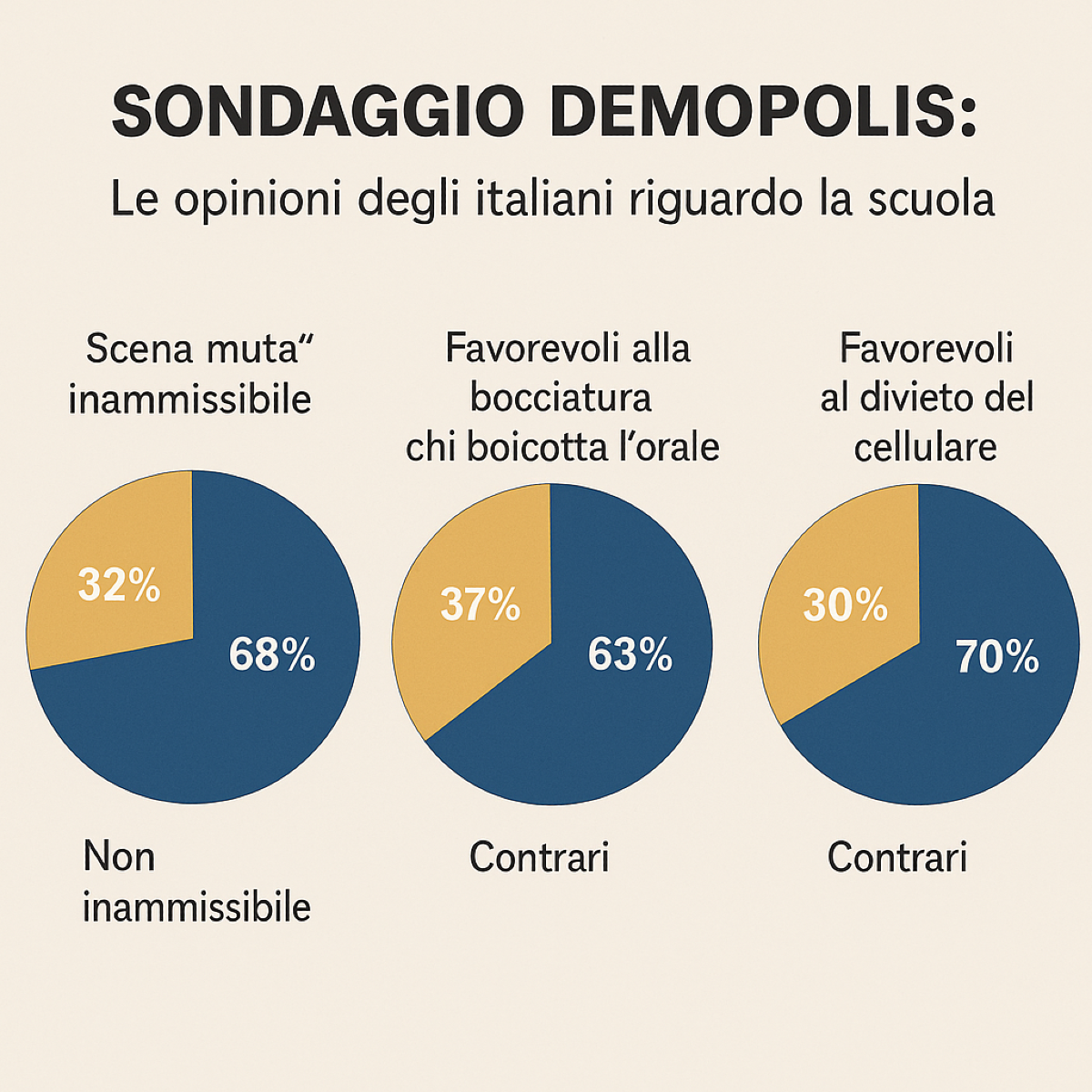 Sondaggio Demopolis: italiani favorevoli al rigore scolastico, sì a bocciatura per la “scena muta” e divieto dei cellulari - La Voce della Scuola