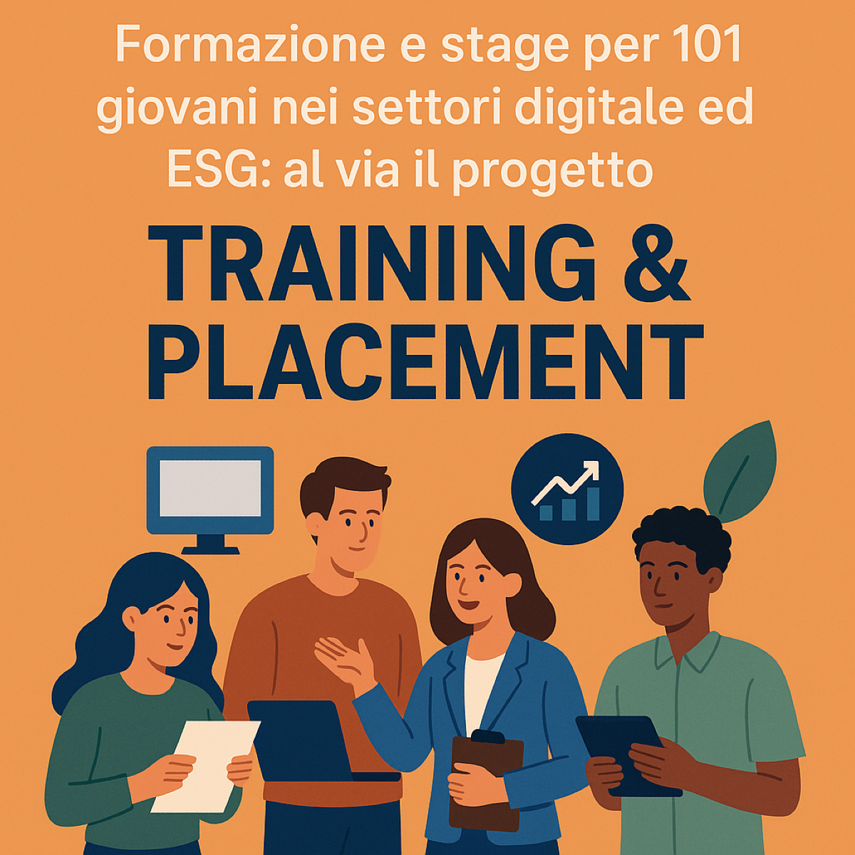 Formazione e stage per 101 giovani nei settori digitale ed ESG: al via il progetto Training & Placement -