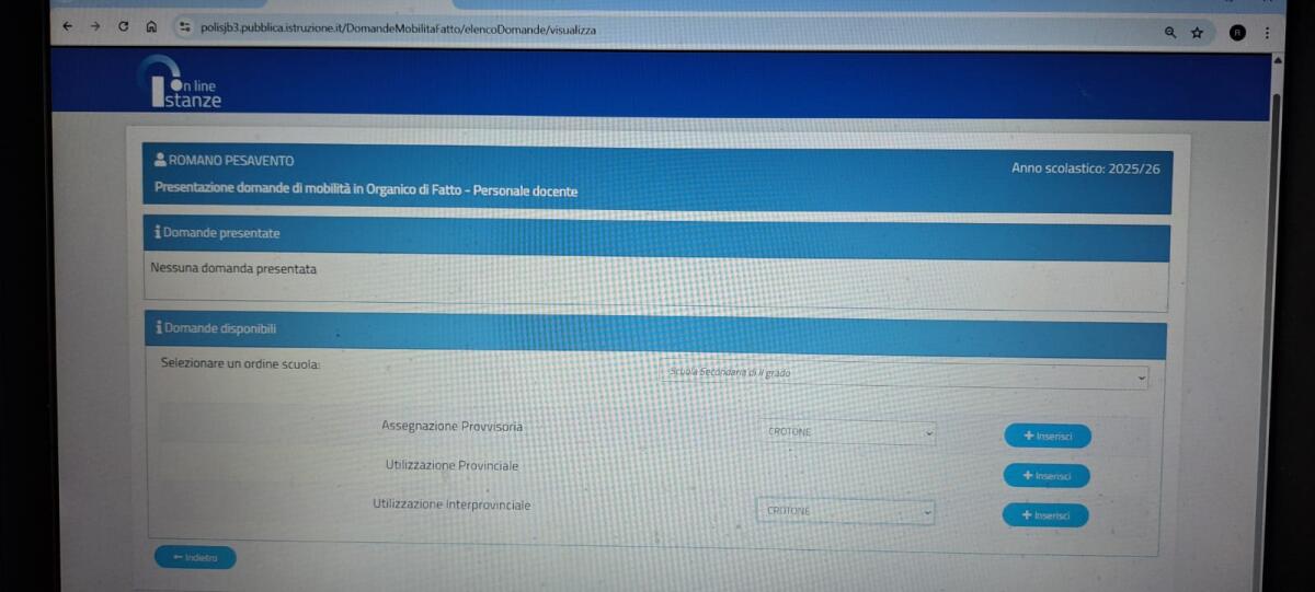Malfunzionamento di “Istanze Online” per le domande di Assegnazione Provvisoria 2025 -