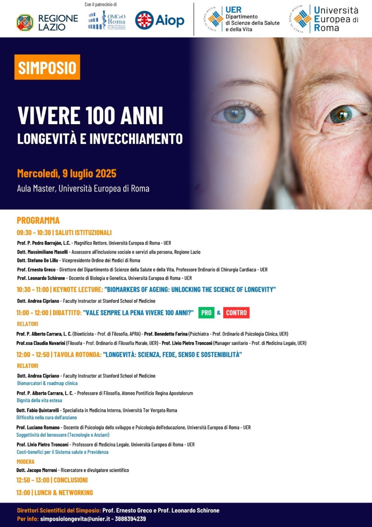 Longevità e qualità della vita: all’Università Europea di Roma il dibattito sul futuro dell’invecchiamento -