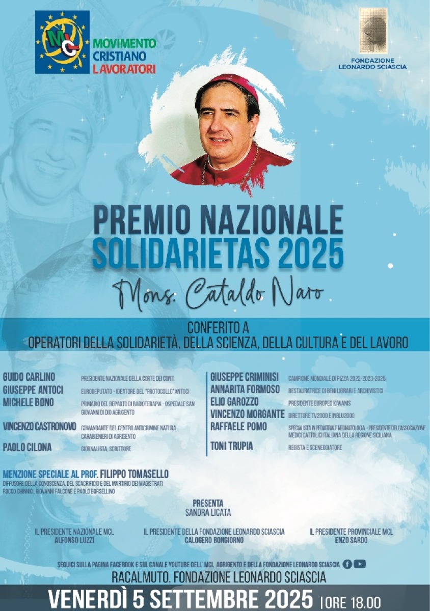 Premio Nazionale Solidarietas 2025 "Mons. Cataldo Naro -