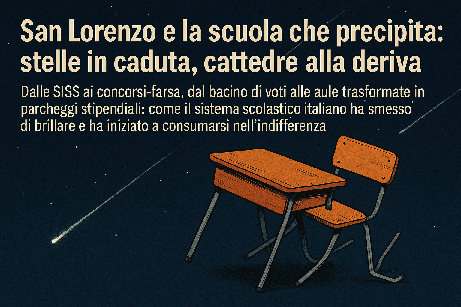 Le stelle di San Lorenzo cadono e si spengono in pochi secondi. La scuola italiana cade da decenni e non ha ancora toccato il suolo
