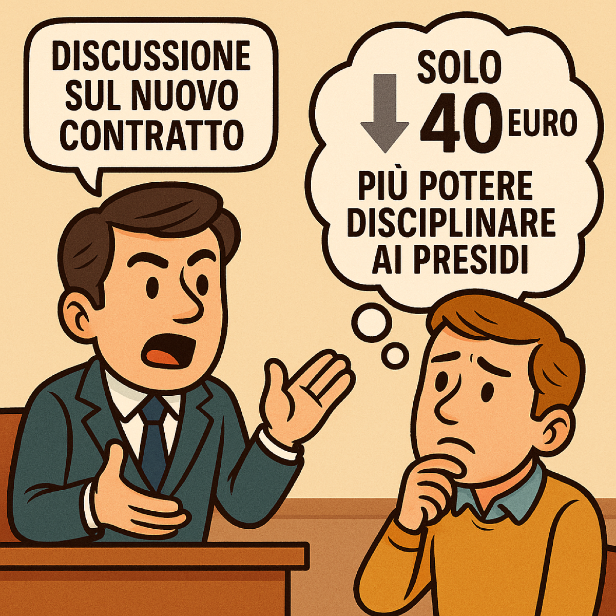 SBC. Dal nuovo contratto solo 40 euro e piu' potere disciplinare ai presidi - la Voce della Scuola