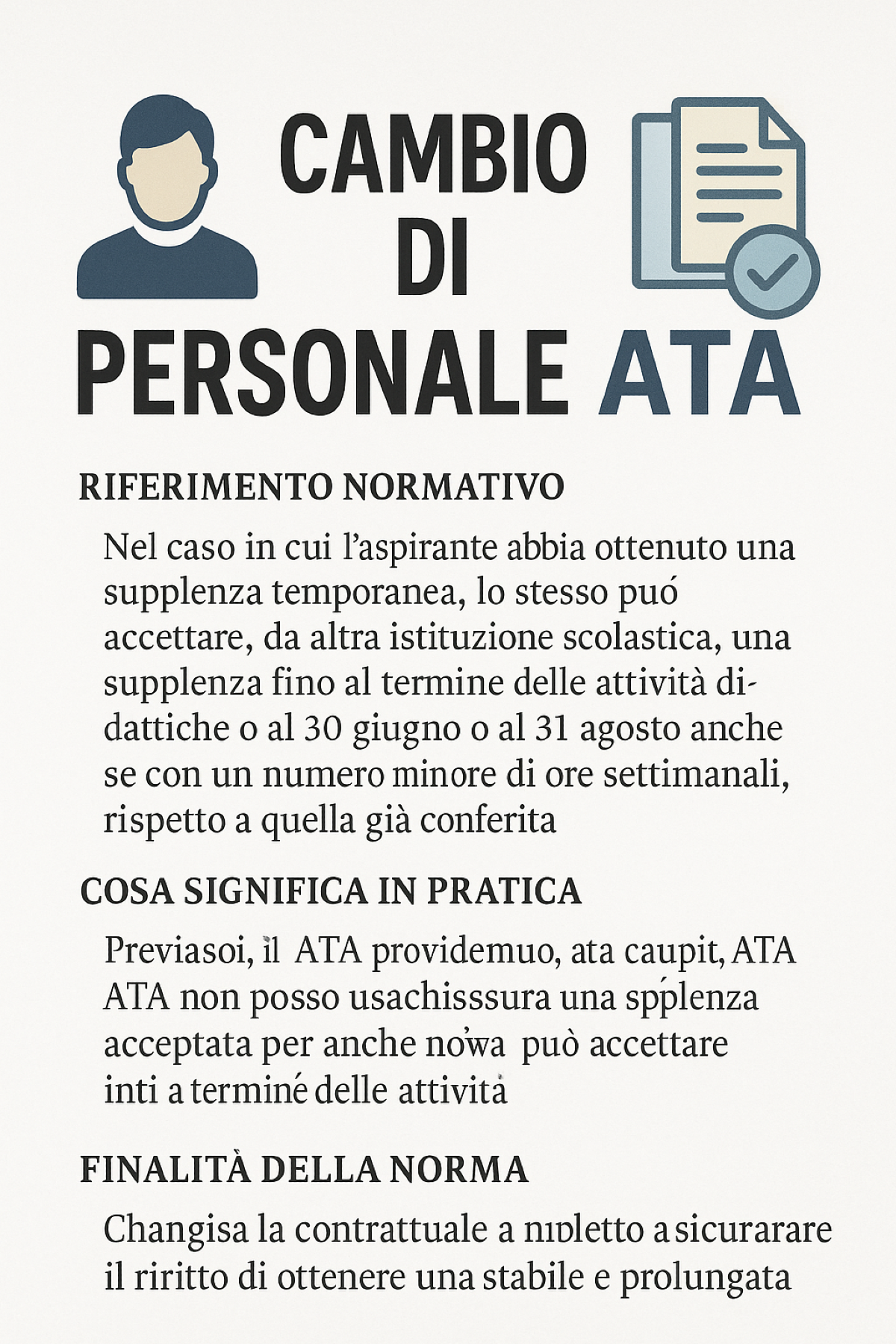 Cambio di nomina del personale ATA per supplenza più lunga a minore impegno orario: Cosa dice il nuovo contratto - 