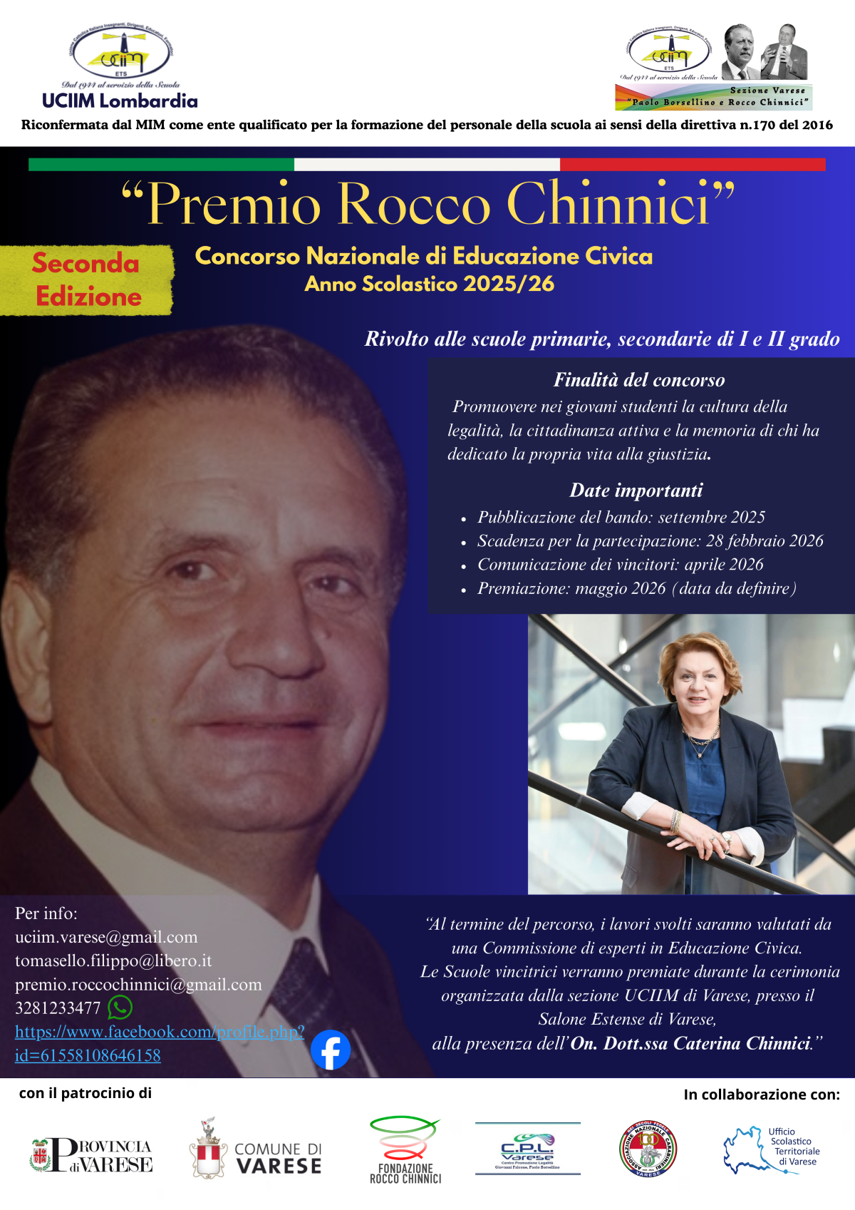Concorso Nazionale “Premio Rocco Chinnici”: al via la Seconda Edizione - 