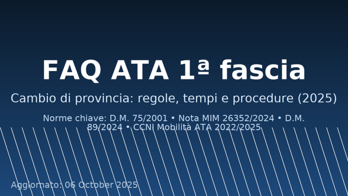 FAQ — ATA 1ª fascia: come cambiare provincia (2025) - 