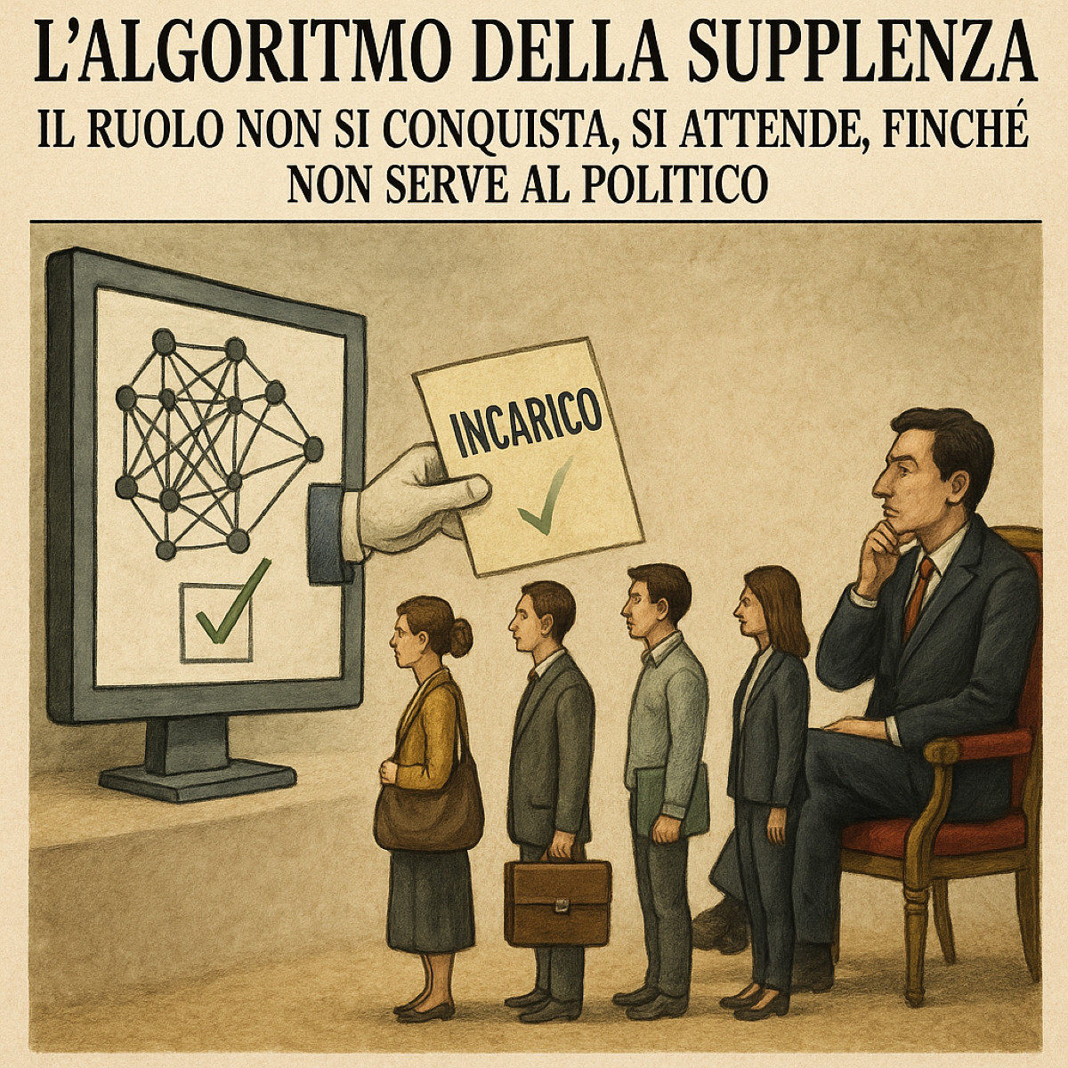 L'Algoritmo della supplenza: il ruolo non si conquista, si attende, finché non serve al politico -