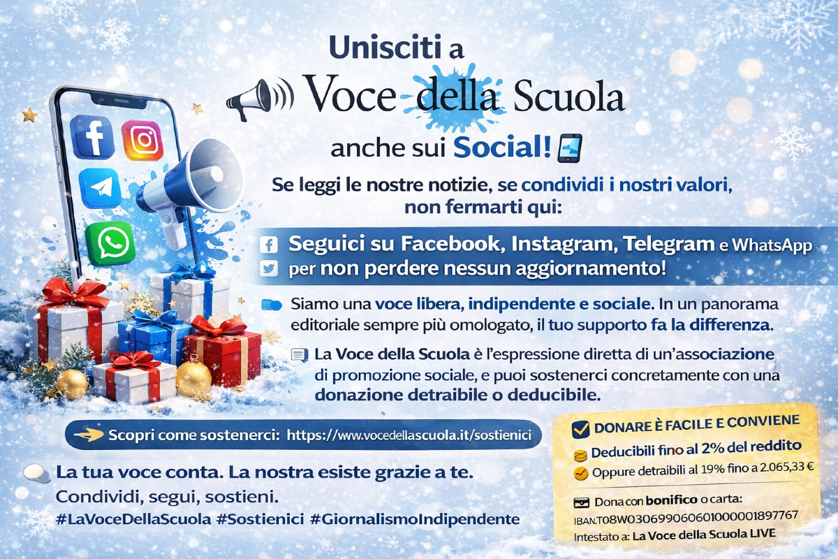 Unisciti alla nostra comunità: segui La Voce della Scuola e sostieni un'informazione libera! - 