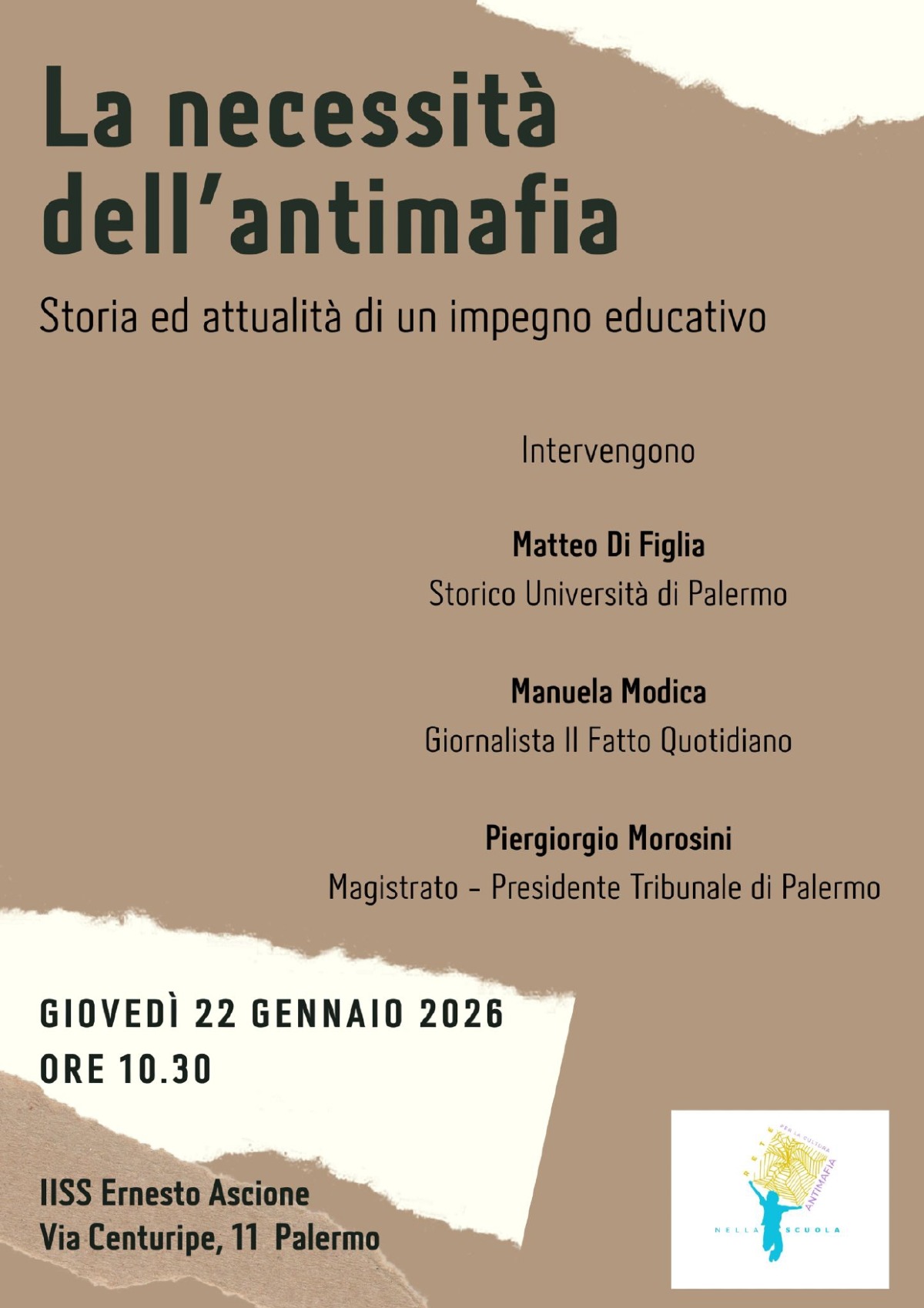 La necessità dell’antimafia, seminario organizzato dalla rete per la cultura antimafia con il presidente del tribunale di Palermo, Piergiorgio Morosini - 