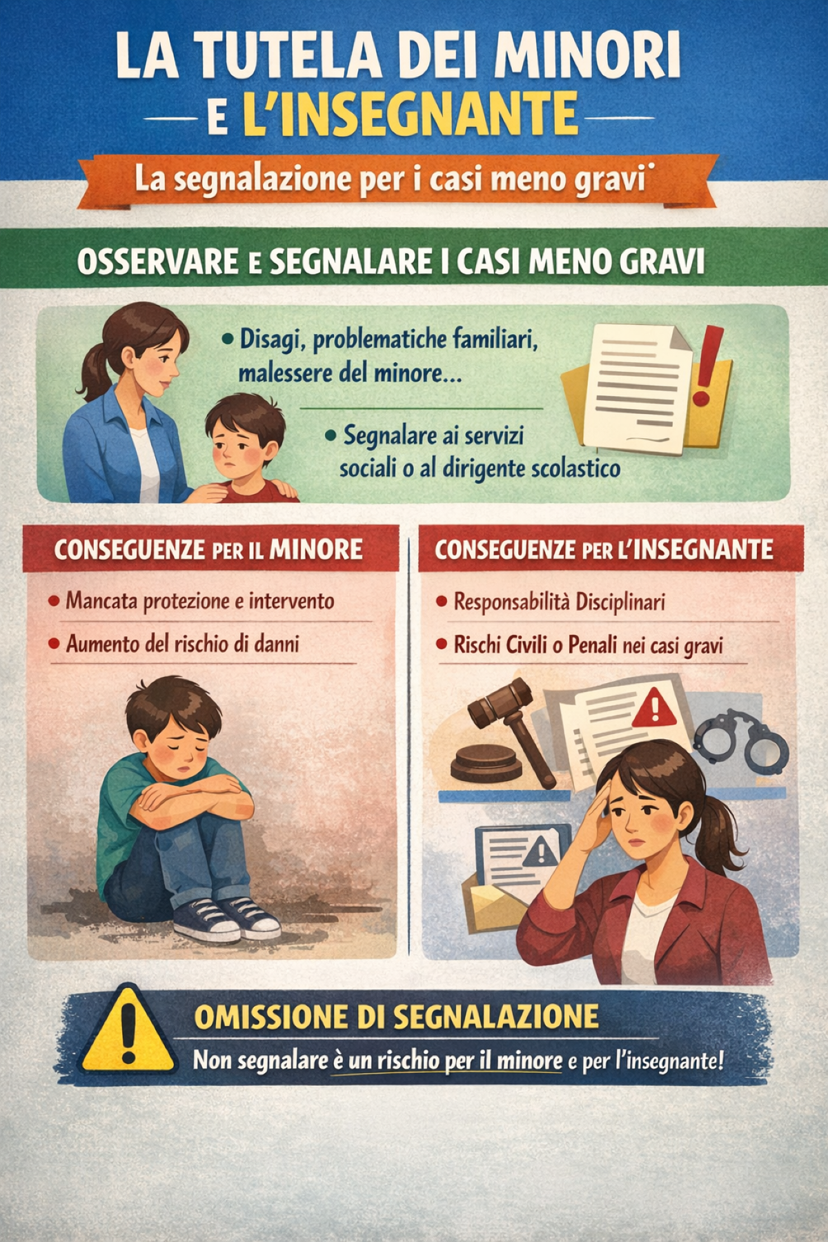 La tutela dei minori e l’insegnante. La segnalazione per i casi meno gravi. Le conseguenze di un’omessa comunicazione - 
