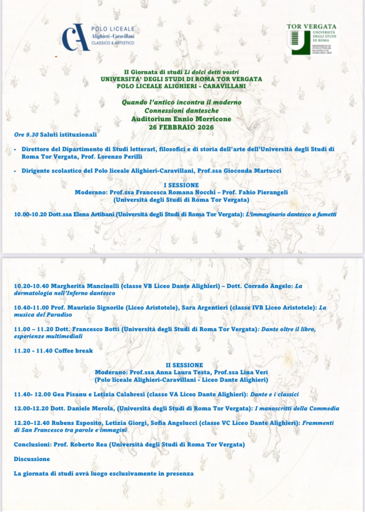 Quando l’antico incontra il moderno: grande successo per la II Giornata di Studi “Li dolci detti vostri” all’Università di Roma Tor Vergata - 