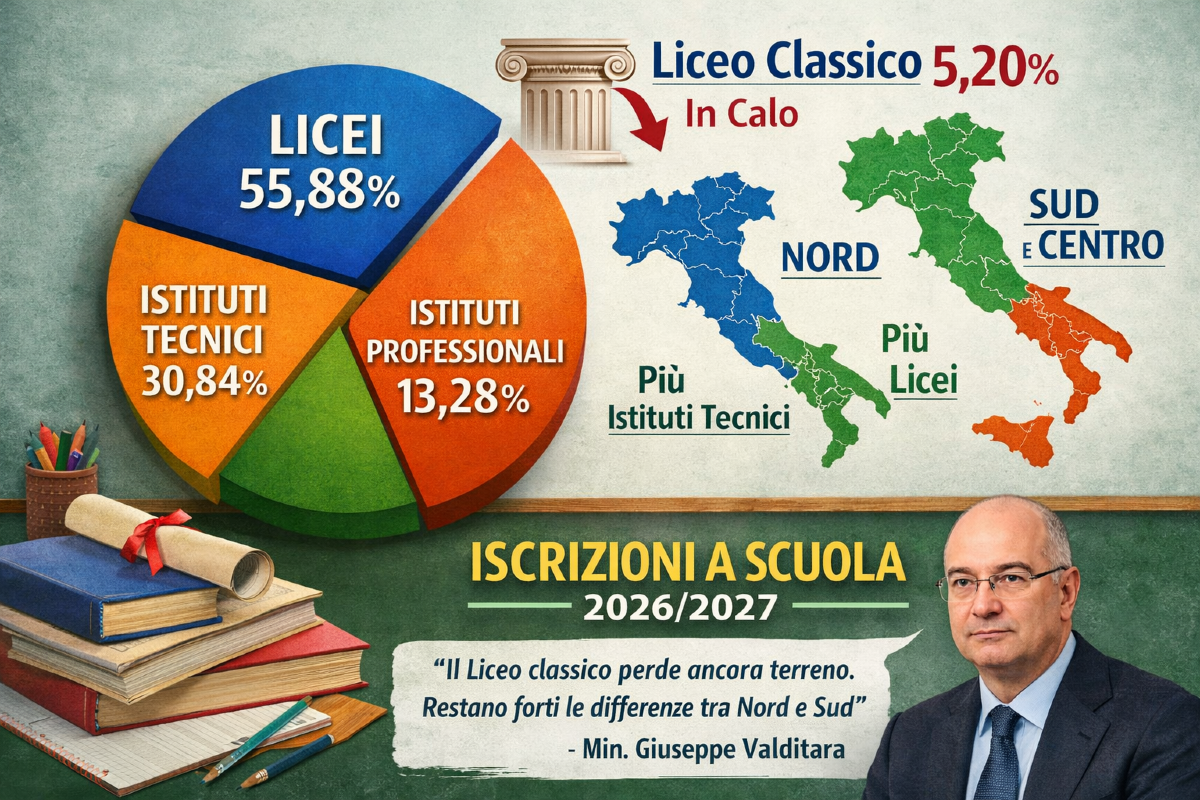 Iscrizioni a scuola 2026/2027: licei ancora in testa, ma il classico continua a perdere terreno. Restano forti le differenze territoriali - La Voce della Scuola