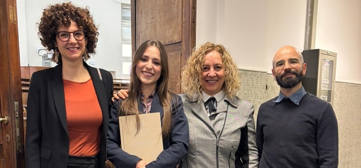 Da sinistra, Giulia Isabella Grosso (la relatrice),  Pasqua Chessa, Daniela Zizi (Presidente Commissione di Laurea) e Igor Deiana
